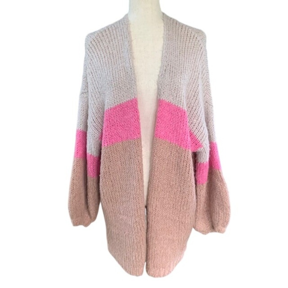 Aerie Oversized Chunky Knit Longline Cardigan Medium Open Front Cozy Layering